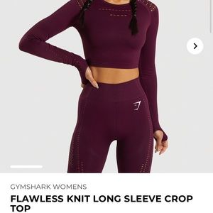 GYMSHARK flawless knit crop top ruby